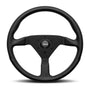 MOMO Montecarlo 350mm Black Leather with Black Stitching