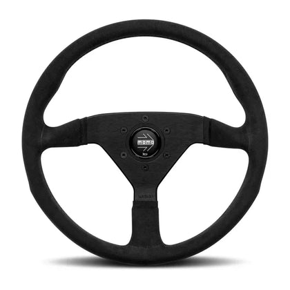 MOMO Montecarlo 350mm Black Alcantara with Black Stitching