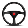 MOMO Montecarlo 350mm Black Alcantara with Red Stitching